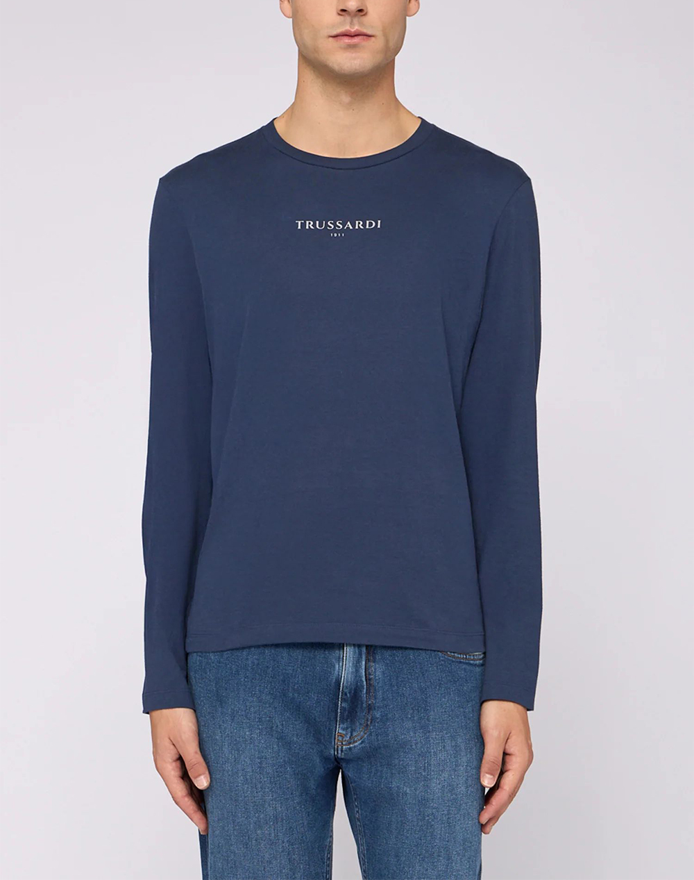 TRUSSARDI T-SHIRT REGULAR FIT A MANICHE LUNGHE CON STAMPA TRUSSARDI MTL02J02-034 NavyBlue