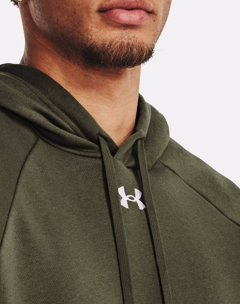Under Armour Ua Rival Fleece Hoodie 1379757-390 Olive ανδρικά ρούχα μπλούζες φούτερ Politikos Shop Πολιτικός