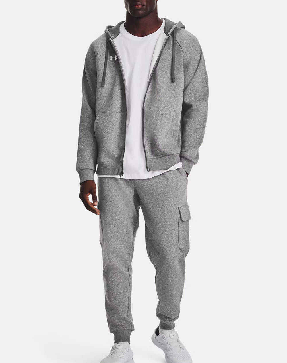 Under Armour Ua Rival Fleece Fz Hoodie 1379767-025 Lightgray ανδρικά ρούχα ζακέτες φούτερ Politikos Shop Πολιτικός