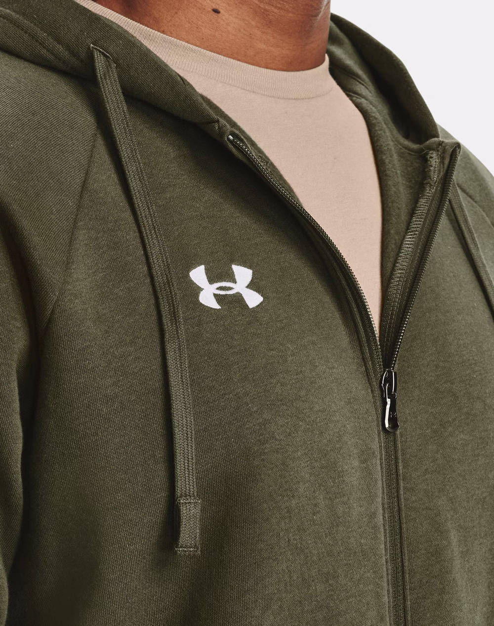 Under Armour Ua Rival Fleece Fz Hoodie 1379767-390 Olive ανδρικά ρούχα ζακέτες φούτερ Politikos Shop Πολιτικός