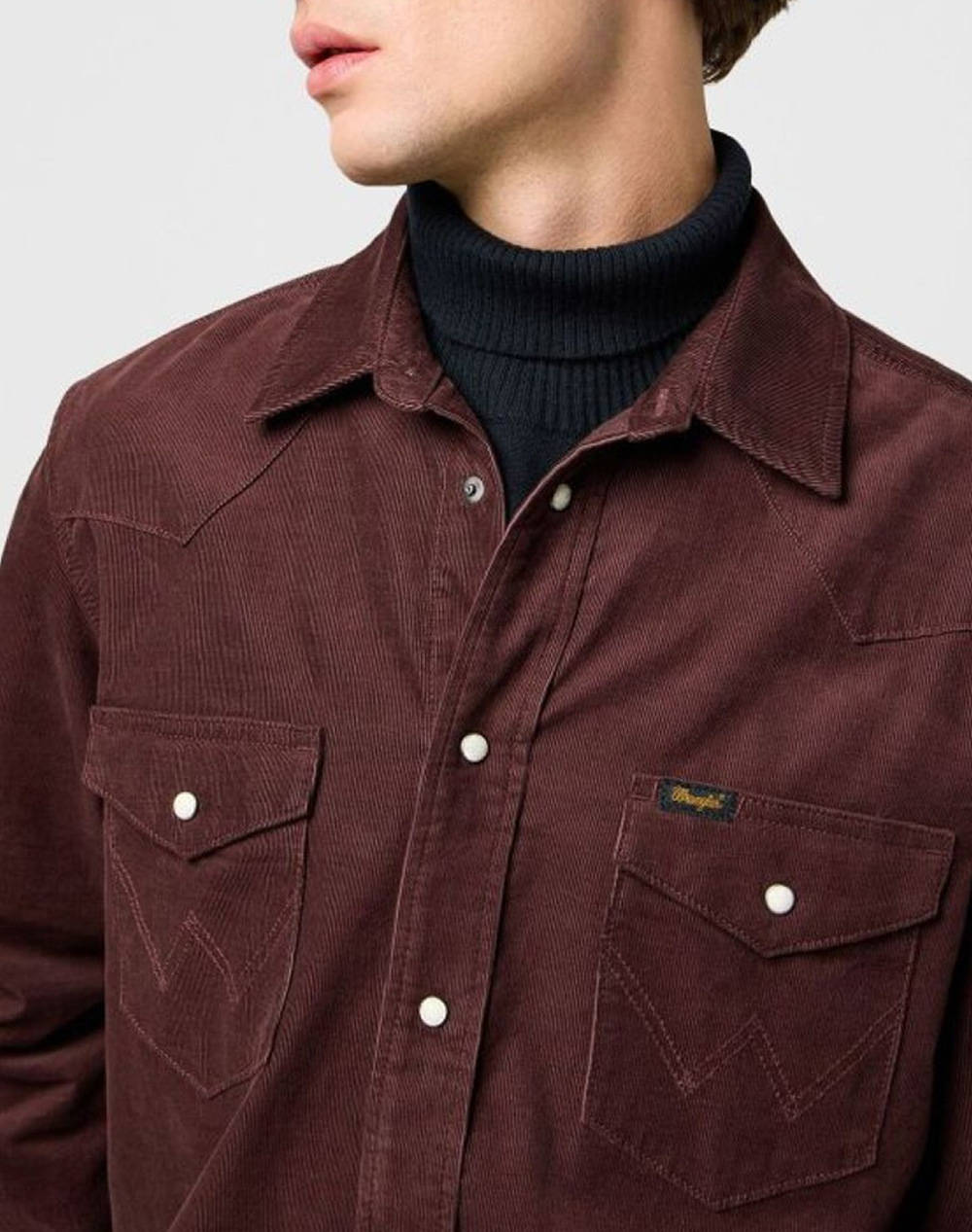 WRANGLER WESTERN CORD SHIRT 112371428-MAHOGANY Bordeux φωτογραφία