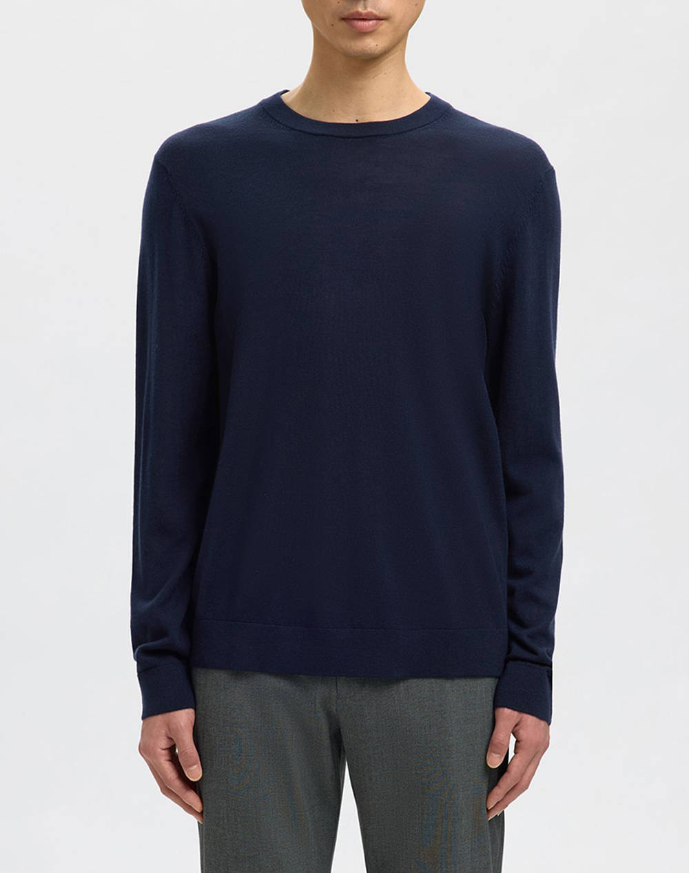 SELECTED SLHTRAY LS KNIT MERINO CREW NECK NOOS 16094647-Navy Blazer NavyBlue