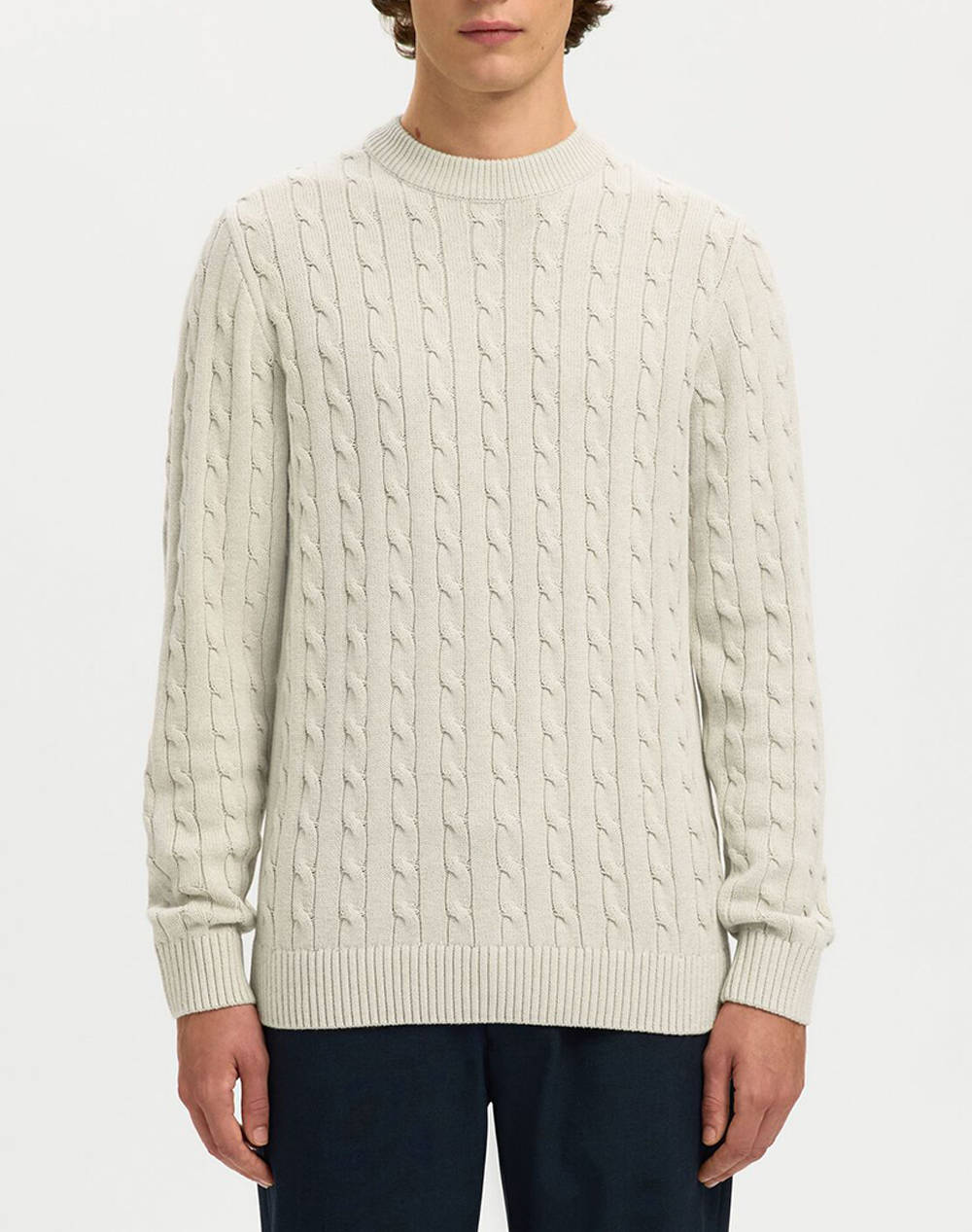SELECTED SLHRYAN STRUCTURE CREW NECK 16087876-Bone White OffWhite