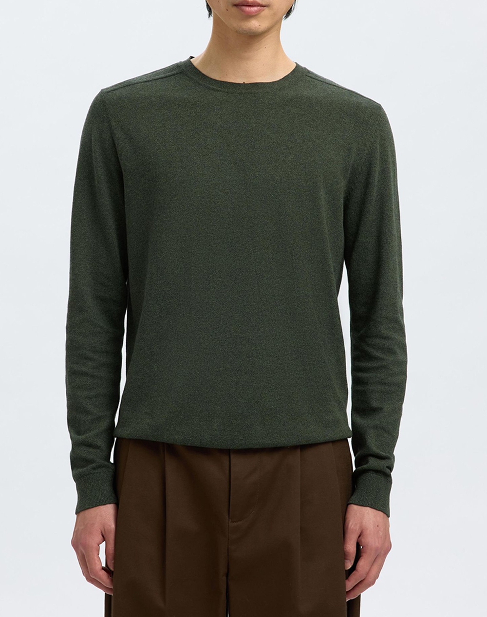 SELECTED SLHBERG CREW NECK NOOS 16074682-Forest NightTwist DarkGreen