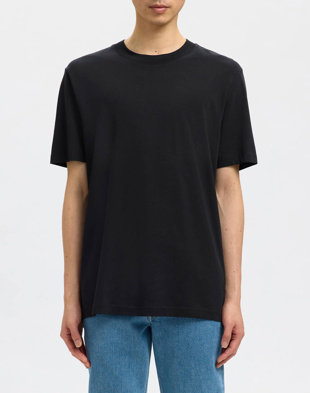 SELECTED SLHCOLMAN SS O-NECK TEE NOOS 16077385-BLACK Black