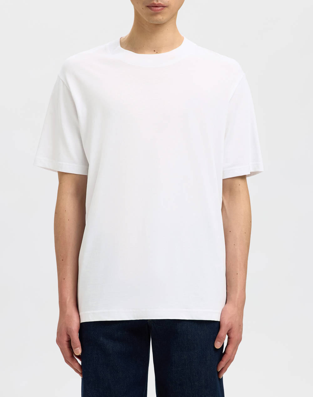 SELECTED SLHCOLMAN SS O-NECK TEE NOOS 16077385-BRIGHT WHITE White