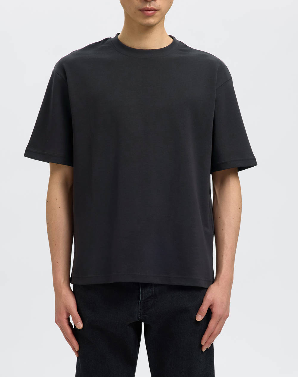 SELECTED SLHLOOSEOSCAR SS O-NECK TEE NOOS 16094143-BLACK Black