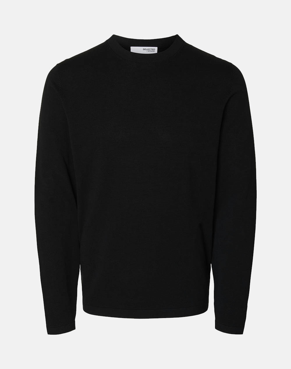SELECTED SLHRAVI LS KNIT STRUCTURE CREW NECK 16098197-BLACK Black