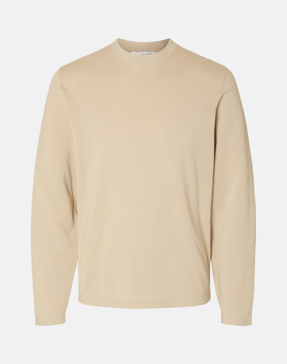 SELECTED SLHRAVI LS KNIT STRUCTURE CREW NECK 16098197-Oatmeal Ecru