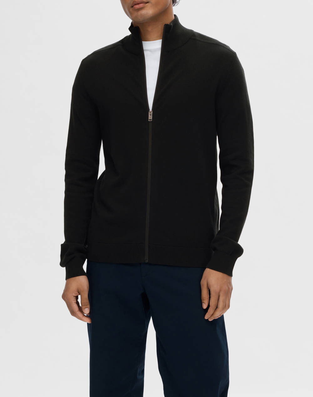 SELECTED SLHBERG FULL ZIP CARDIGAN NOOS 16074688-BLACK Black