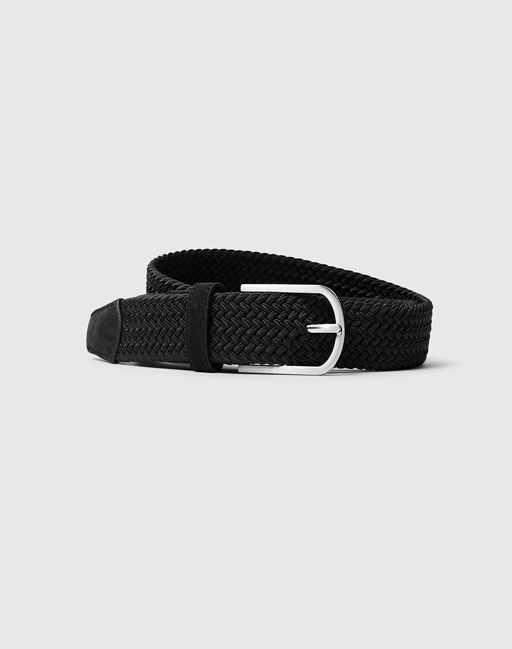 SELECTED SELECTED SLHTOM BRAIDED TEXTILE BELT 16094661-BLACK Black