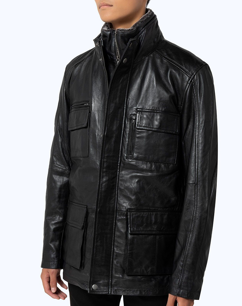 THE BOSTONIANS MΠΟΥΦΑΝ ΔΕΡΜΑΤΙΝΟ PARKA REGULAR FIT 3WL00206-BLACK Black