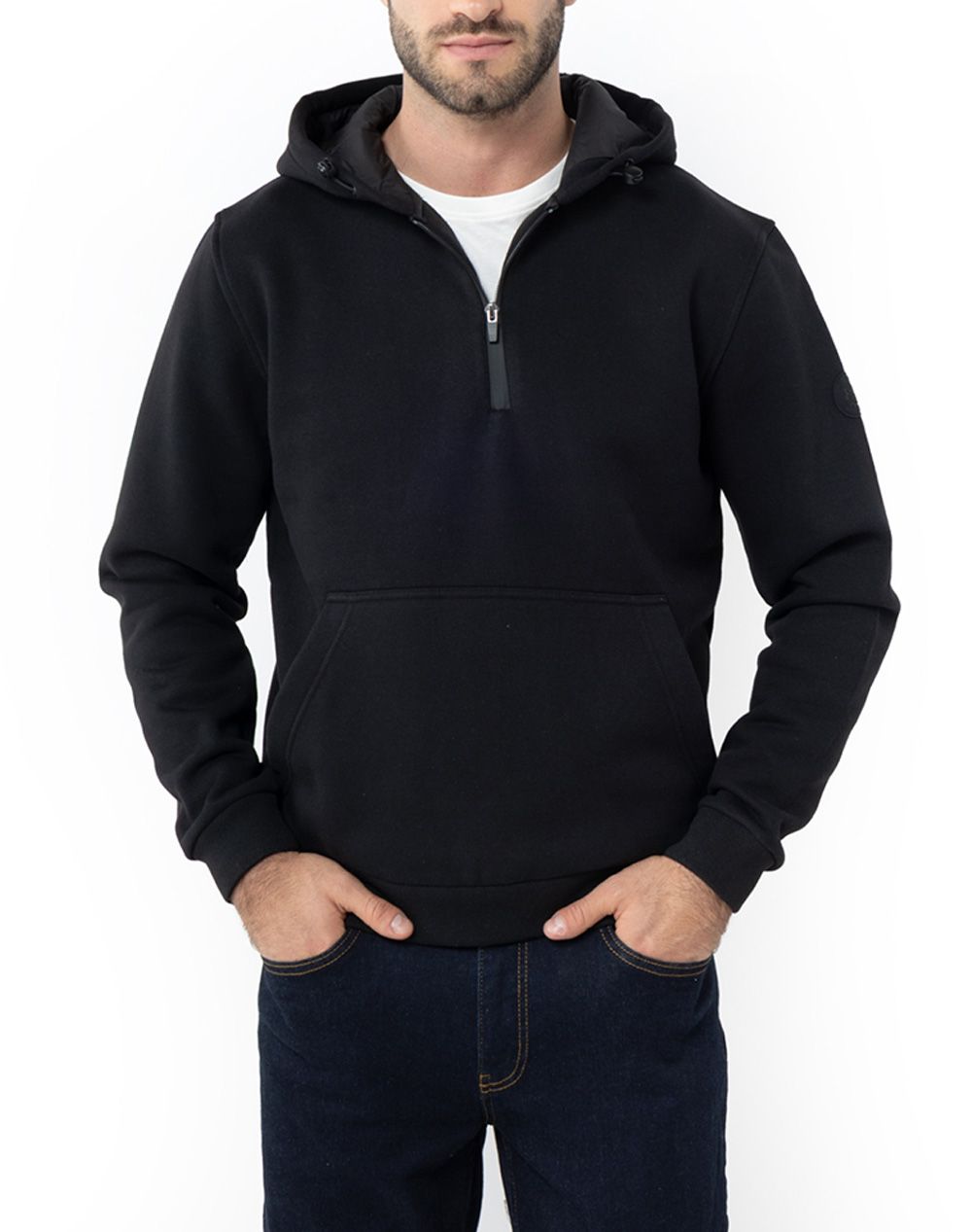 THE BOSTONIANS ΦΟΥΤΕΡ ΒΑΜΒΑΚΕΡΟ HALF ZIP REGULAR FIT QUAL 7262 PAT 9019-00 3RO1007-BLACK Black