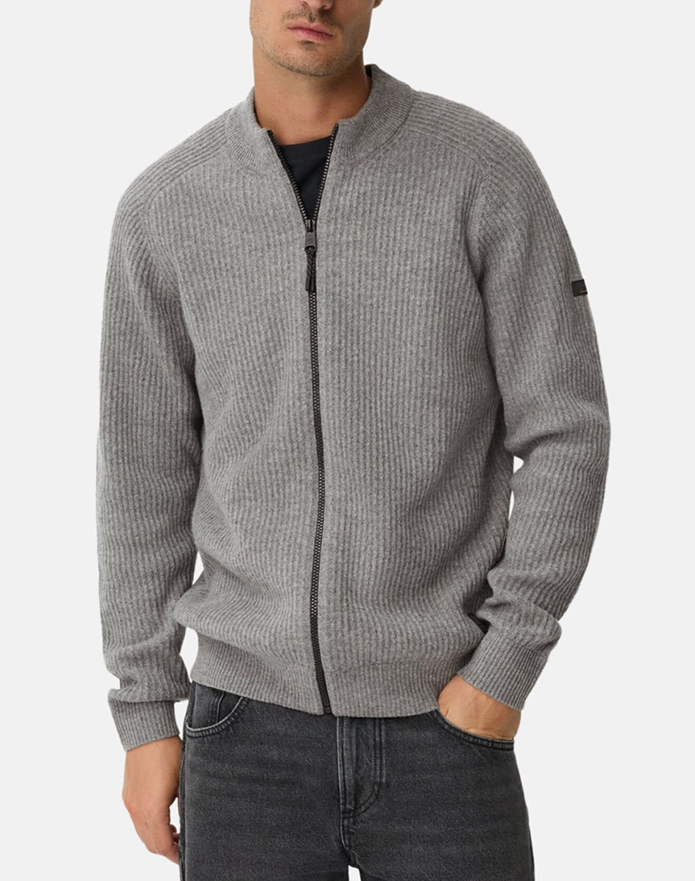 CAMEL ACTIVE Πλεκτή Ζακέτα full zip stand up collar C252-409501-6K27-06 Gray