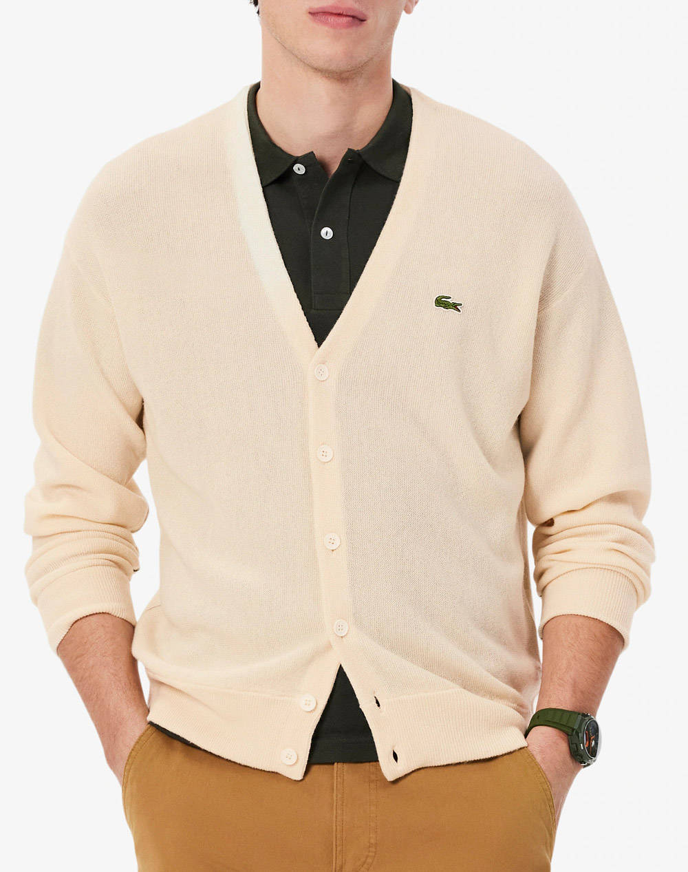 LACOSTE ΖΑΚΕΤΑ ΠΛΕΚΤΗ SWEATER 3AH0397-XFJ Biege