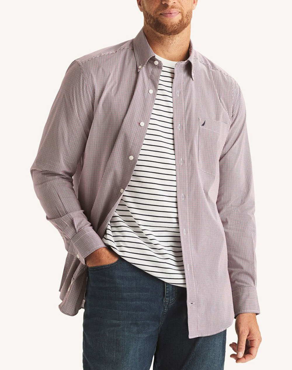 NAUTICA ΠΟΥΚΑΜΙΣΟ ΜΜ L/S WTW PLAID 3NCW57134-6RR DarkRed