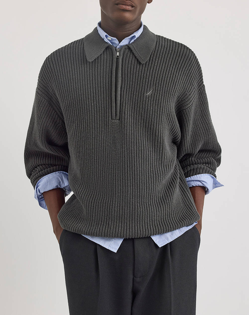 NAUTICA ΠΛΕΚΤΟ ΜΜ Anand 1/4 Zip Top 3NCN1S03485-103 DarkGray