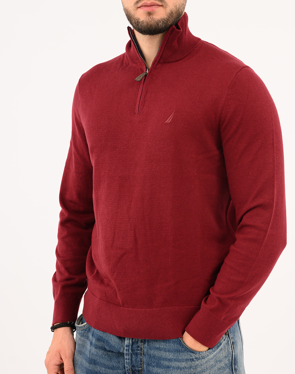NAUTICA ΜΠΛΟΥΖΑ ΠΛΕΚΤΗ ΜΜ PERFORMANCE SOLID 1/4 ZIP (12GG) 3NCS57101-60R Bordeux