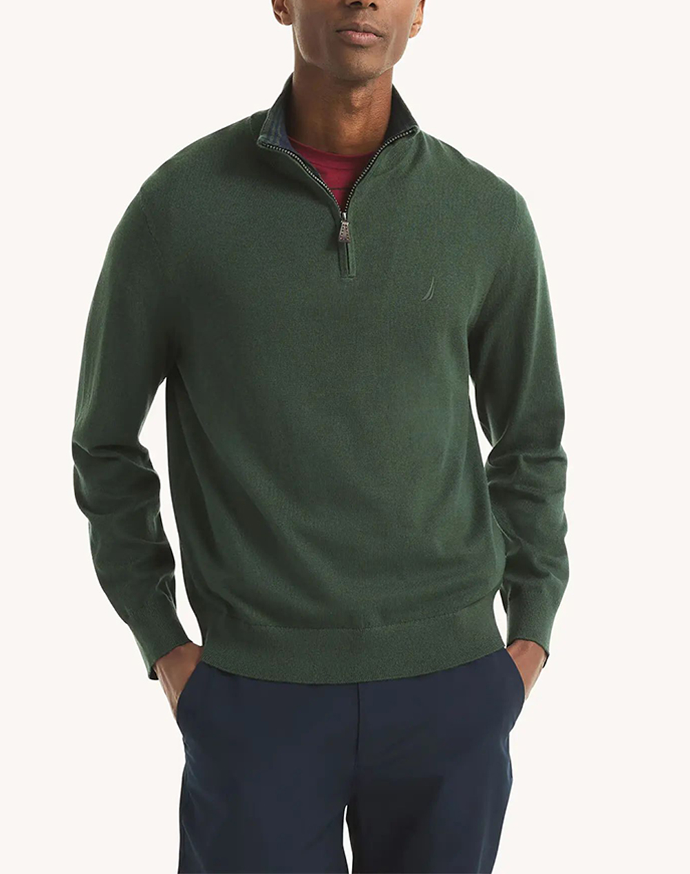 NAUTICA ΜΠΛΟΥΖΑ ΠΛΕΚΤΗ ΜΜ PERFORMANCE SOLID 1/4 ZIP (12GG) 3NCS57101-3ES DarkGreen