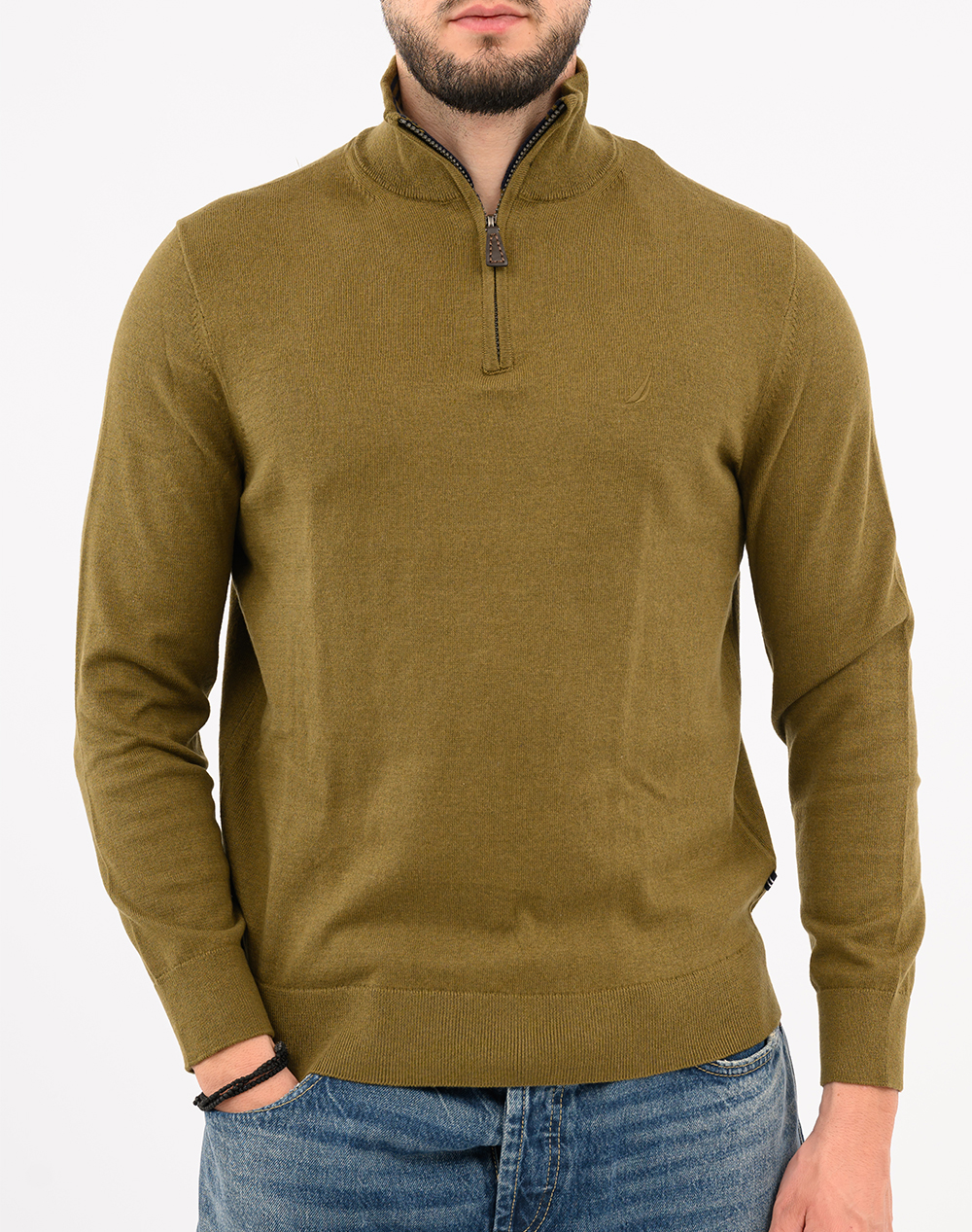 NAUTICA ΜΠΛΟΥΖΑ ΠΛΕΚΤΗ ΜΜ PERFORMANCE SOLID 1/4 ZIP (12GG) 3NCS57101-3CF Olive