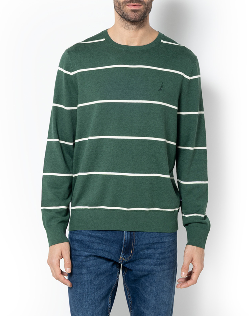 NAUTICA ΜΠΛΟΥΖΑ ΠΛΕΚΤΗ ΜΜ PERFORMANCE STRIPED CREW (12GG) 3NCS57105-3R6 Green