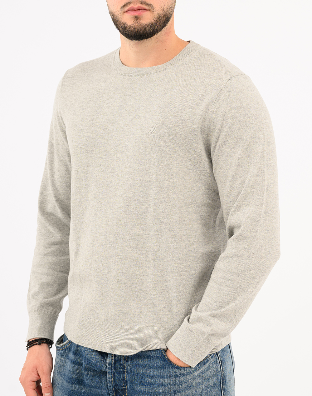 NAUTICA ΜΠΛΟΥΖΑ ΠΛΕΚΤΗ ΜΜ PERFORMANCE SOLID CREW (12GG) 3NCS57104-0GH LightGray