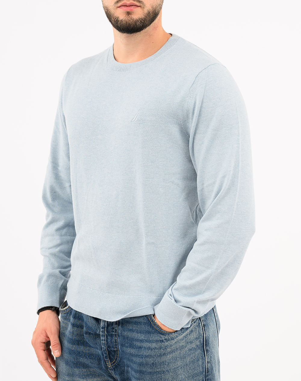 NAUTICA ΜΠΛΟΥΖΑ ΠΛΕΚΤΗ ΜΜ PERFORMANCE SOLID CREW (12GG) 3NCS57104-43P SkyBlue