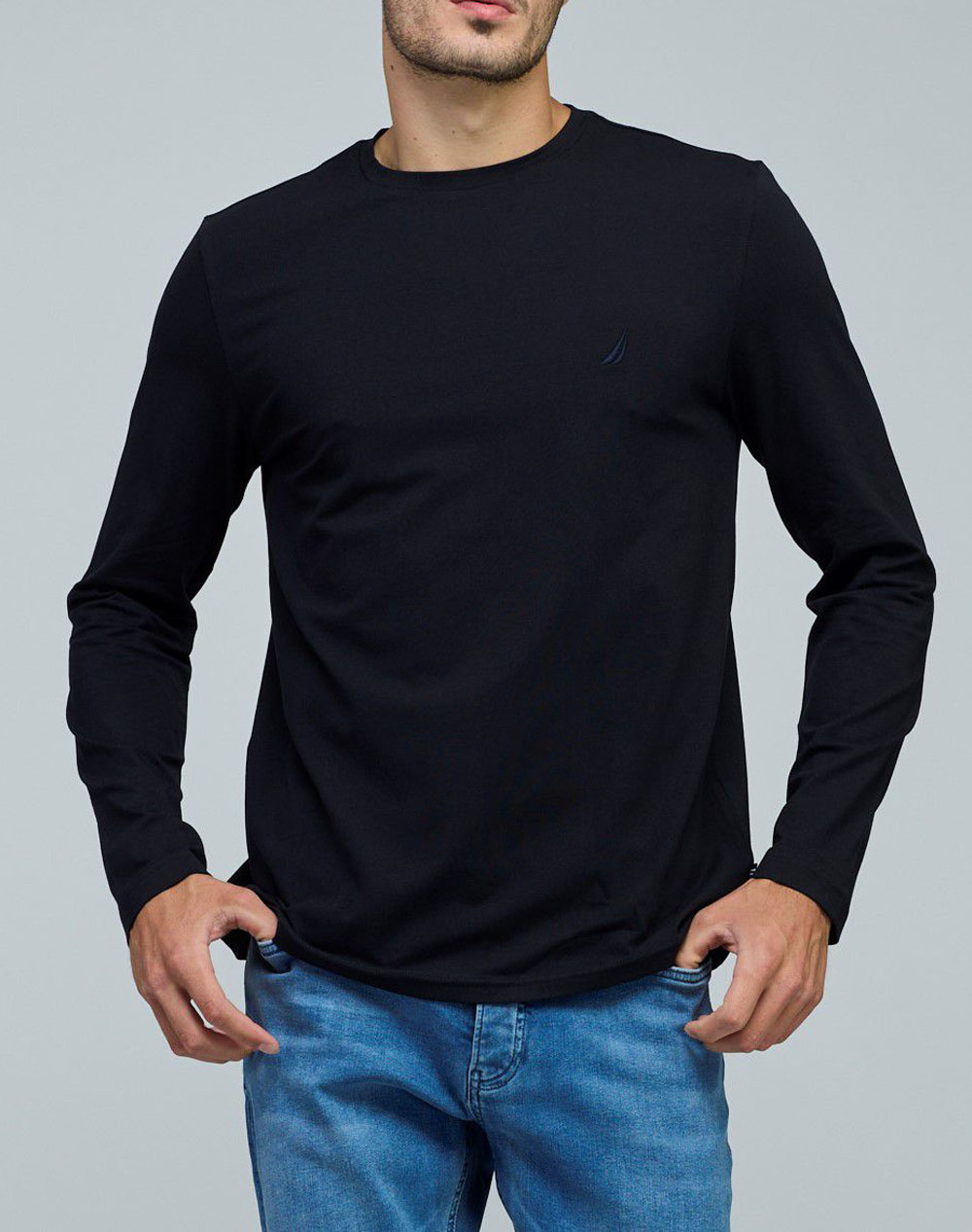 NAUTICA ΜΠΛΟΥΖΑ T-SHIRT ΜΜ SOLID LONG SLEEVE CREW TEE 3NC73102V-0TB Black
