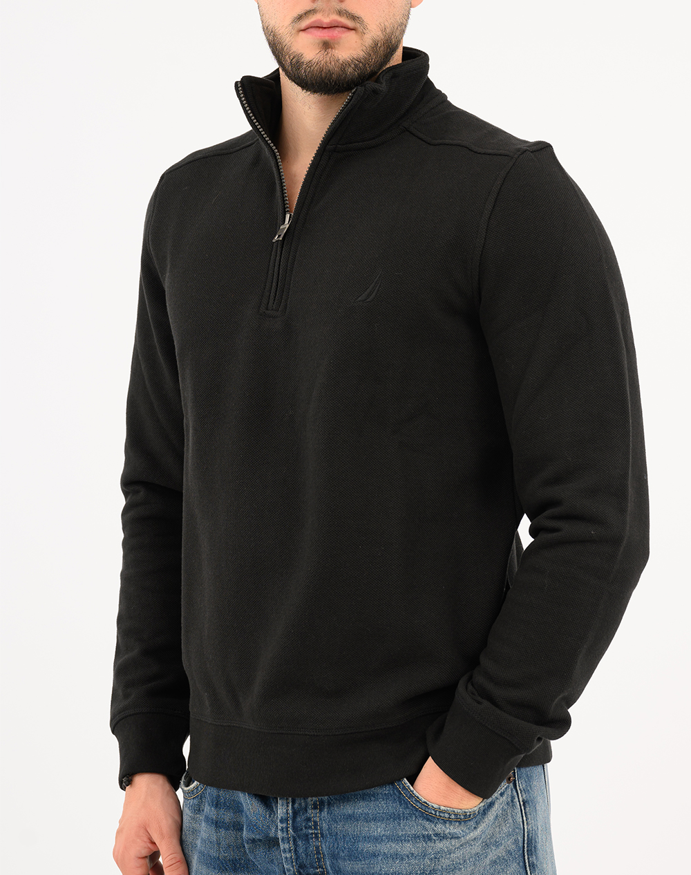 NAUTICA ΜΠΛΟΥΖΑ ΦΟΥΤΕΡ ΜΜ PIQUE FLEECE 1/4 ZIP 3NCK57174-0TB Black