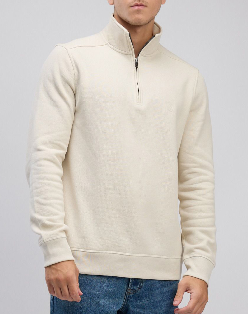 NAUTICA ΜΠΛΟΥΖΑ ΦΟΥΤΕΡ ΜΜ PIQUE FLEECE 1/4 ZIP 3NCK57174-1SV Cream
