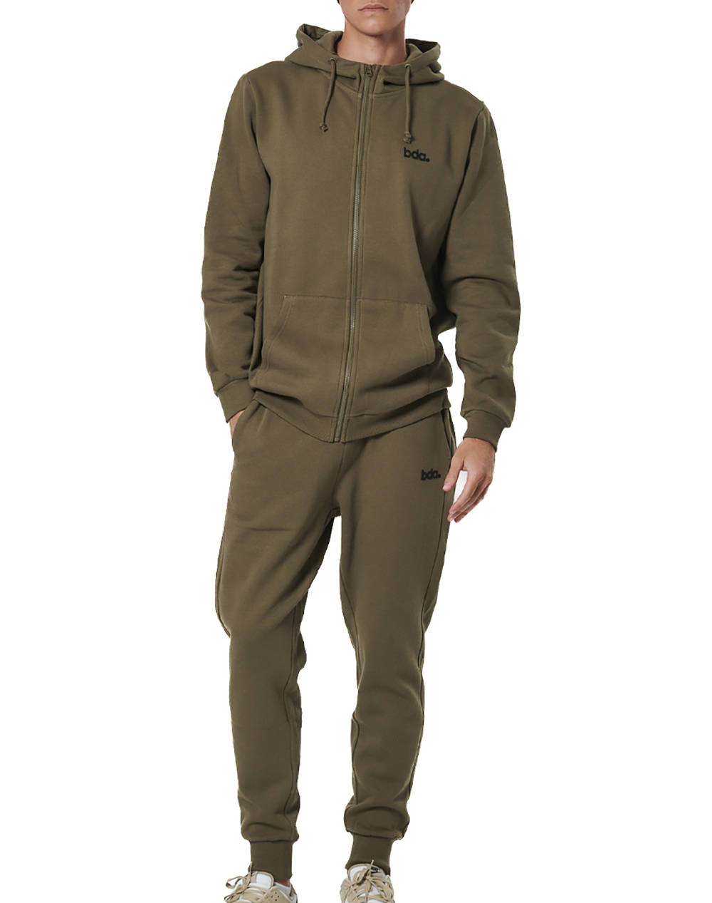 BODY ACTION MEN''S FLEECE SPORTSTYLE JOGGERS 023530-01-OLIVE GREY Olive φωτογραφία