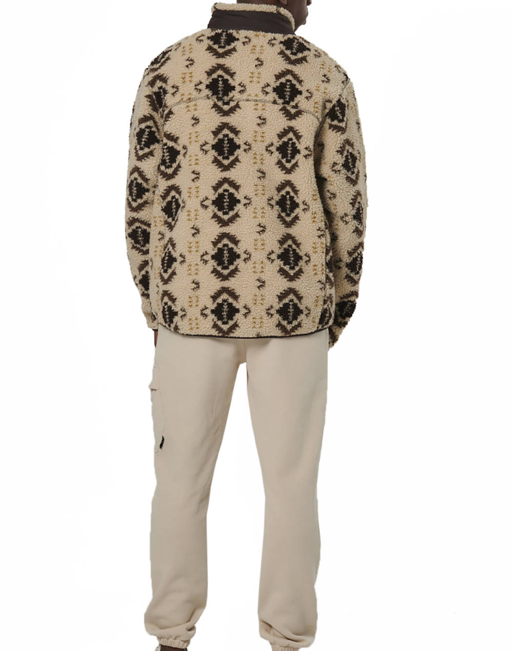 BODY ACTION MEN''S PRINTED SHERPA-FLEECE JACKET 073529-01-ECRU BROWN WINTER PASS Mixed φωτογραφία