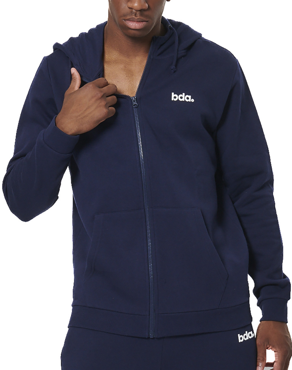 BODY ACTION BODY ACTION MEN''S FLEECE FULL-ZIP HOODIE 073520-01-Maritime Blue MidnightBlue