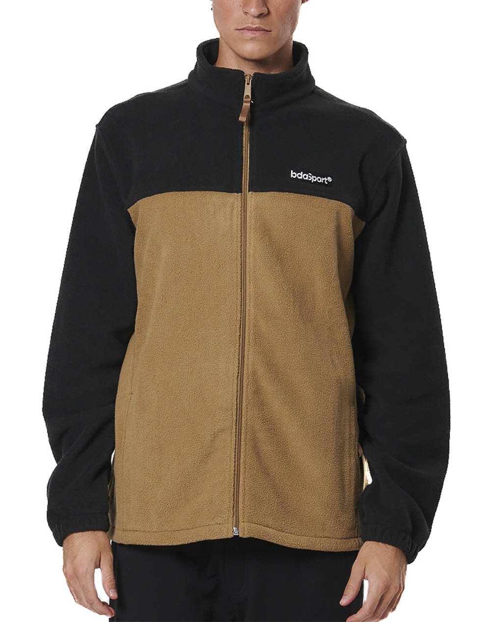 BODY ACTION BODY ACTION MEN''S POLAR FLEECE JACKET 073527-01-BLACK MOCHA GREY Multi