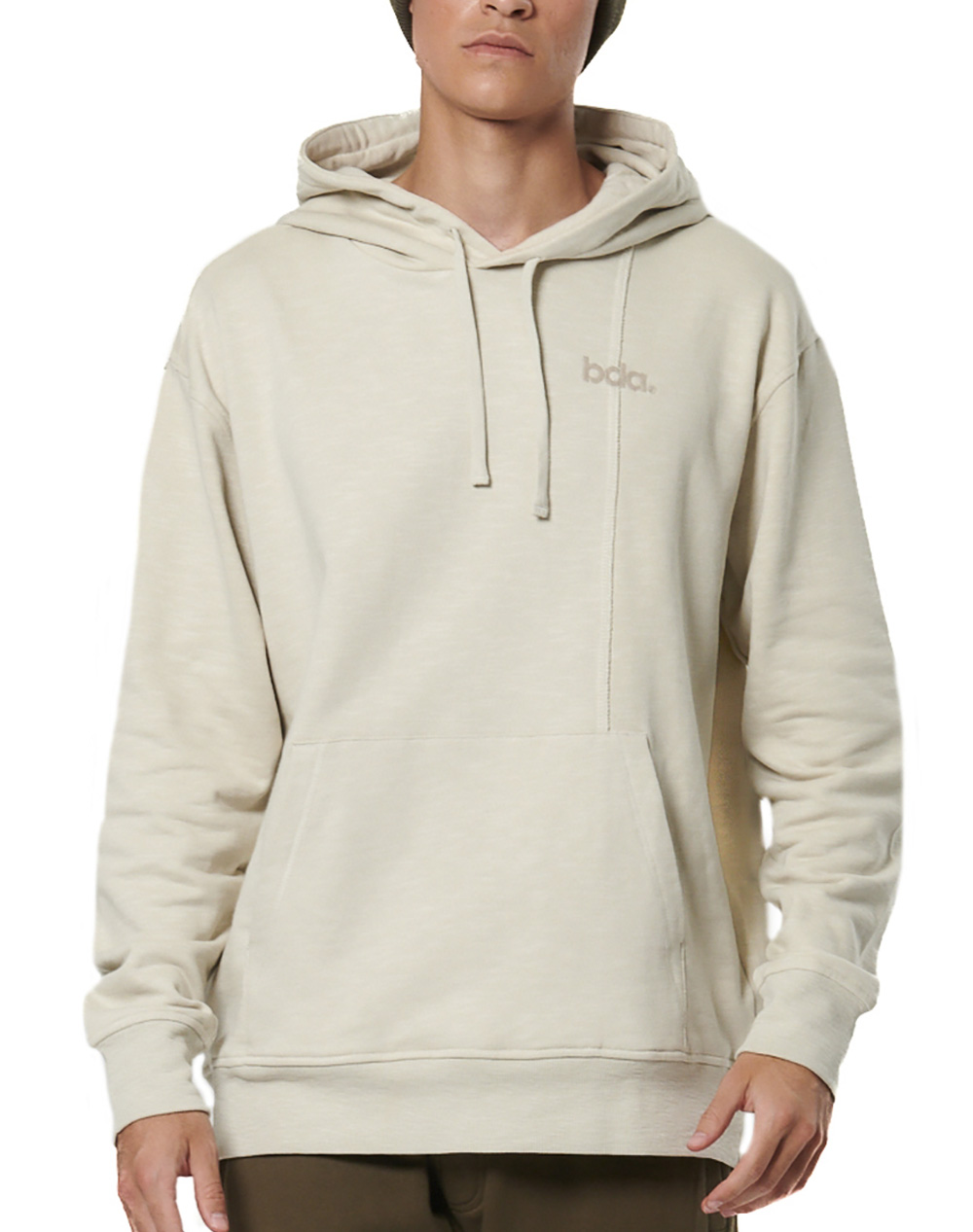 BODY ACTION MEN''S SLUB FLEECE HOODIE 063513-01-MOONSTRUCK GREY Biege