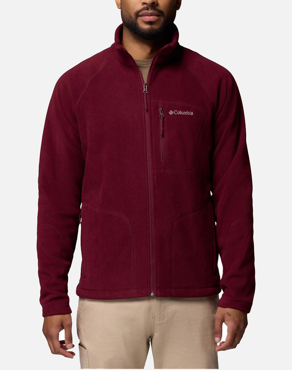 Columbia Ανδρική Fleece Ζακέτα Μακρυμάνικη Ερυθρό Πολυεστέρας Microfleece