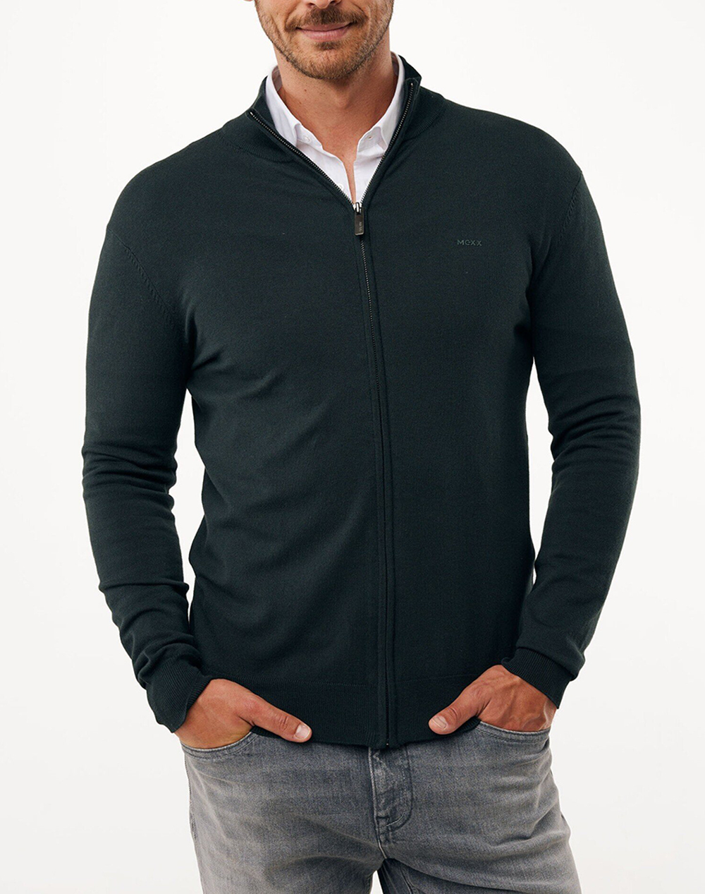 MEXX HERMON Knitted full zip sweater MF006604453M-194906 DarkGreen