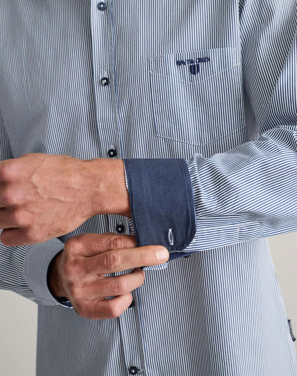 NAVY&GREEN ΠΟΥΚΑΜΙΣΟ COMFORT FIT 24NG.BX128/1B.4/R-WHITE/DEEP BLUE Blue φωτογραφία