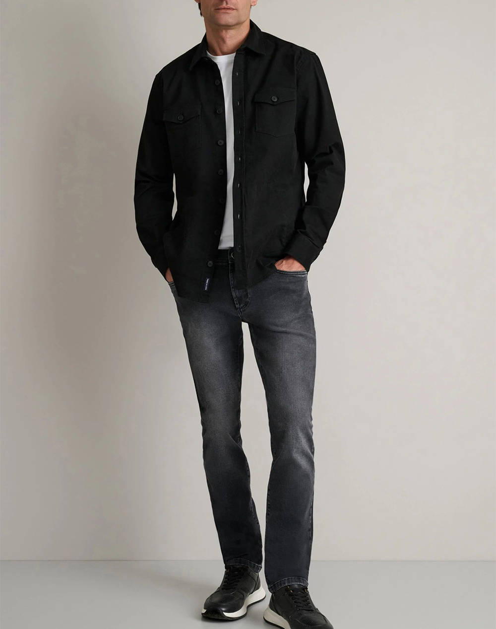 NAVY&GREEN ΠΟΥΚΑΜΙΣΟ COMFORT FIT, OVERSHIRT 24NG.TS03/OS-BLACK Black φωτογραφία