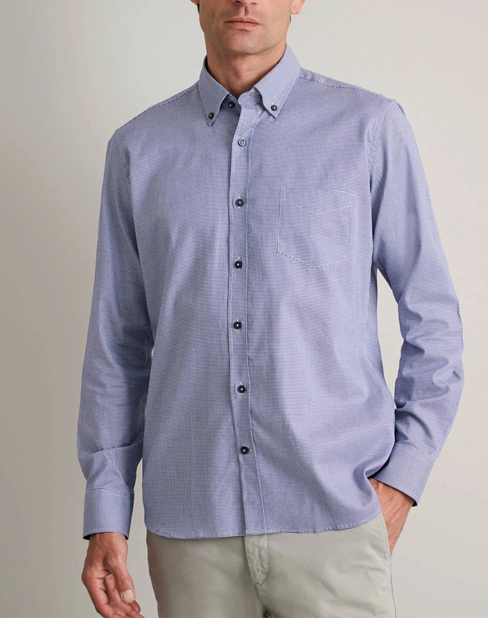 NAVY&GREEN ΠΟΥΚΑΜΙΣΟ COMFORT FIT 24NG.B318/1B.3-BLUE/WHITE LightBlue