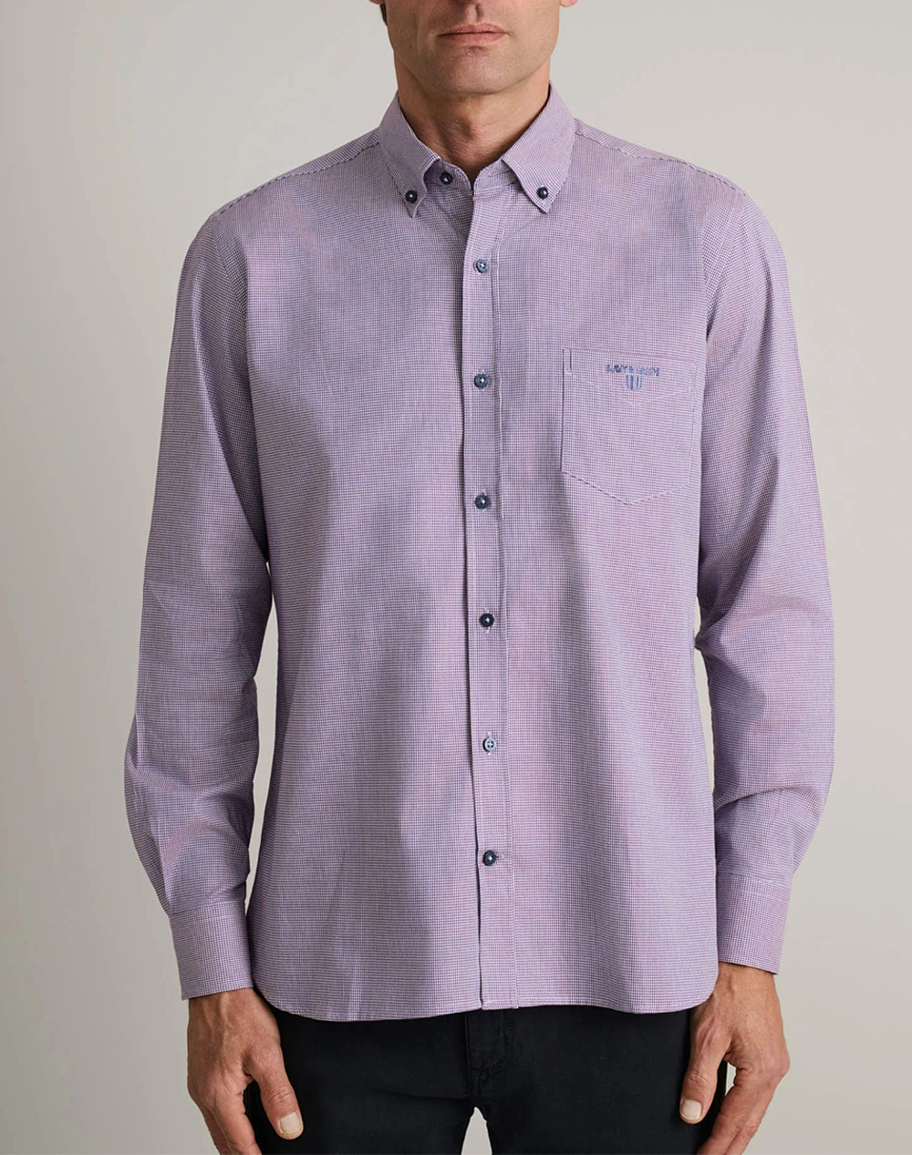 NAVY&GREEN ΠΟΥΚΑΜΙΣΟ COMFORT FIT 24NG.B318/1B.3-BORDEAUX/WHITE LightRed