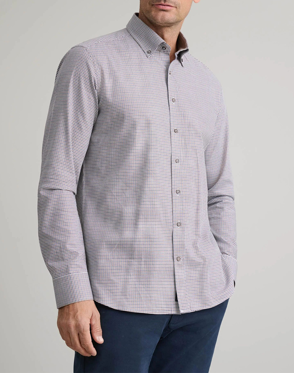 NAVY&GREEN ΠΟΥΚΑΜΙΣΟ-COMFORT FIT 24NG.CR99/1B-BROWN/BLUE/WHITE Multi