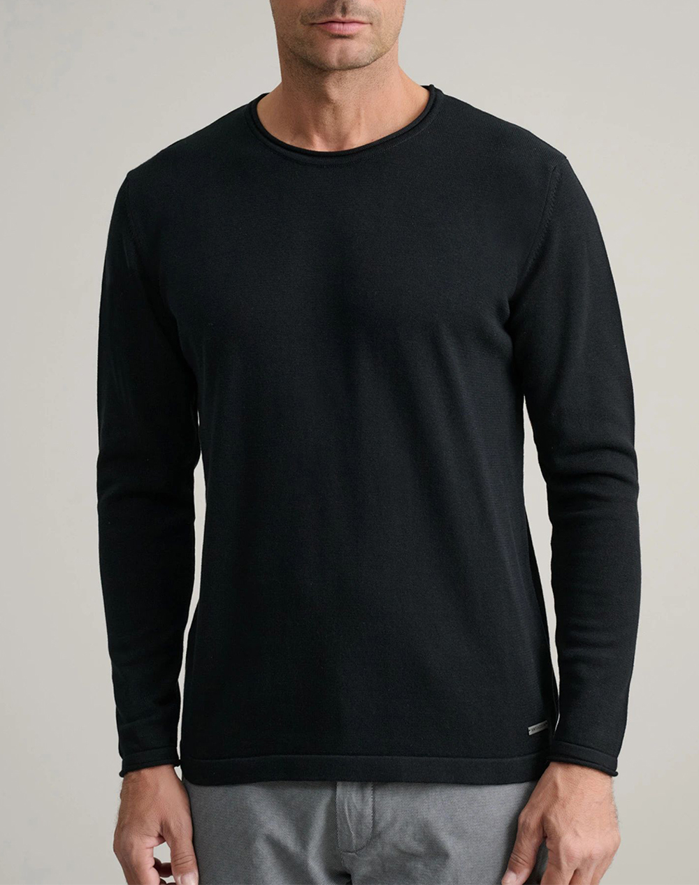 NAVY&GREEN ΠΛΕΚΤΟ ΒΑΜΒΑΚΕΡΟ ΛΑΙΜΟΚΟΨΗ Μ/Μ 24YM.1019/R-BLACK Black