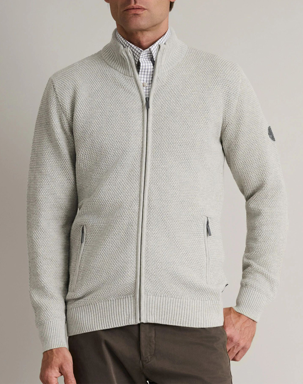 NAVY&GREEN ΠΛΕΚΤΗ ΒΑΜΒΑΚΕΡΗ ΖΑΚΕΤΑ ΜΕ ΦΕΡΜΟΥΑΡ 24YM.996/GZ.2-LT GREY LightGray