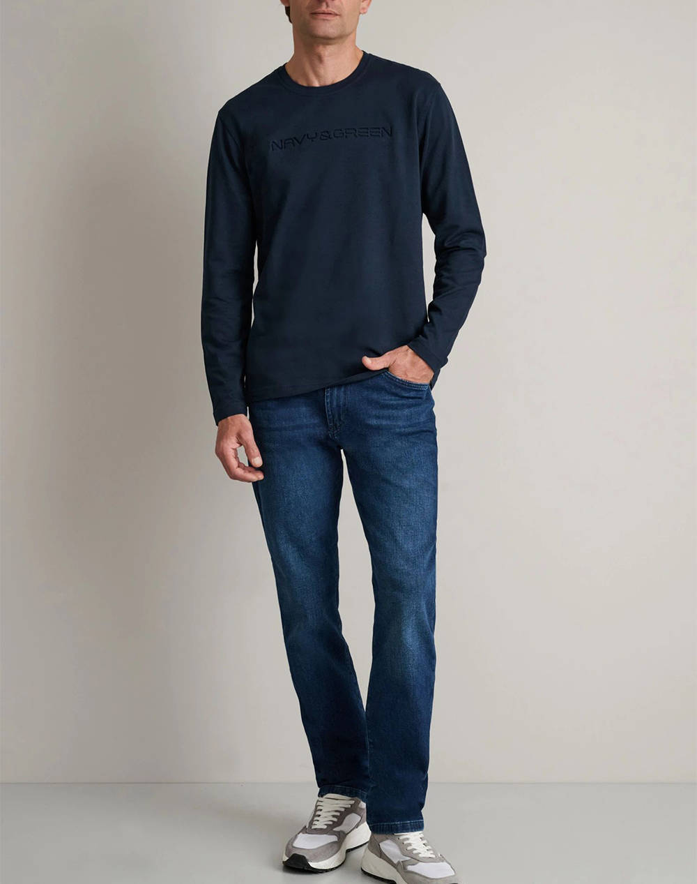 NAVY&GREEN ΜΠΛΟΥΖΑ ΛΑΙΜΟΚΟΨΗ M/M 24TU.344/R-MARINE BLUE DarkBlue φωτογραφία