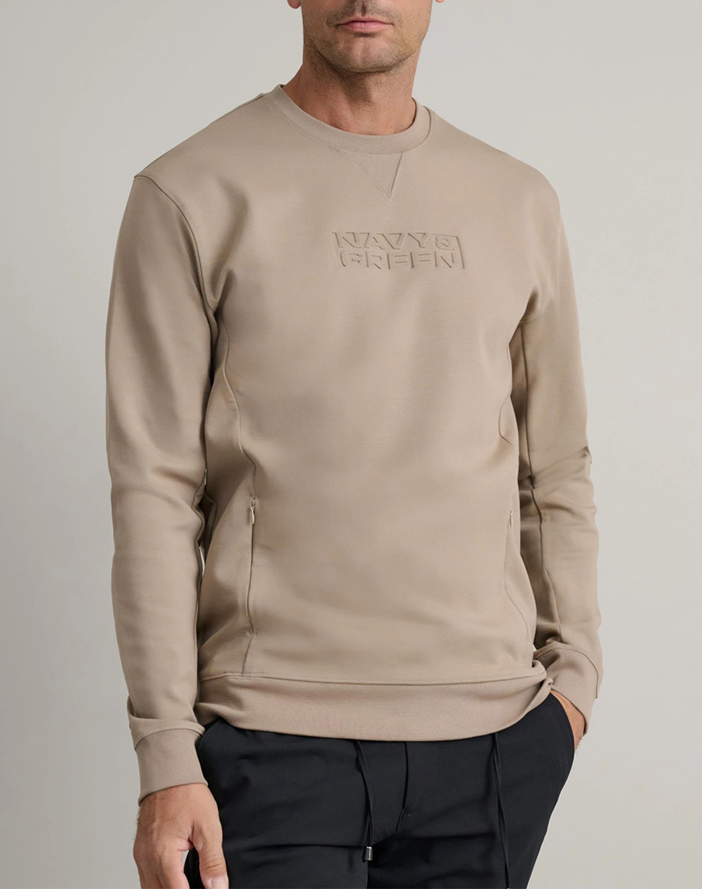 NAVY&GREEN ΜΠΛΟΥΖΑ ΦΟΥΤΕΡ ΛΑΙΜΟΚΟΨΗ 24TU.341/2R-Simply Taupe Biege