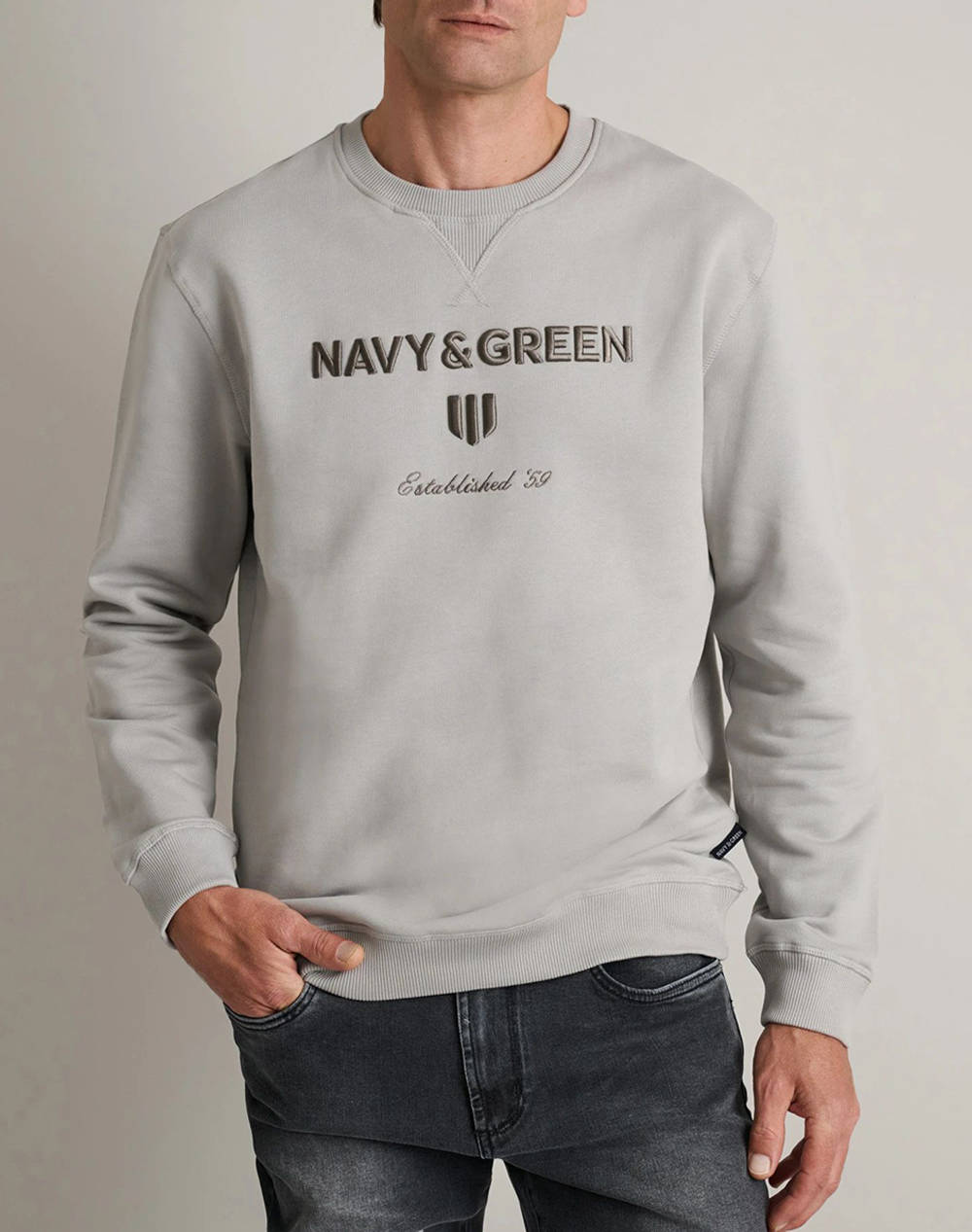 NAVY&GREEN ΜΠΛΟΥΖΑ ΦΟΥΤΕΡ ΛΑΙΜΟΚΟΨΗ M/M 24TU.343/R-GREY STONE LightGray