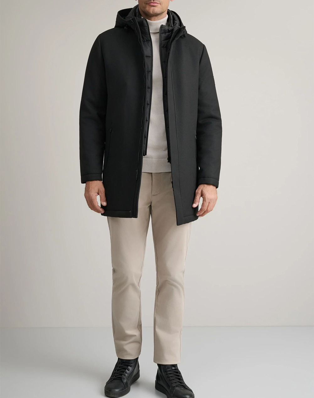 NAVY&GREEN ΗΜΙΠΑΛΤΟ 24DD.041.1-BLACK Black φωτογραφία