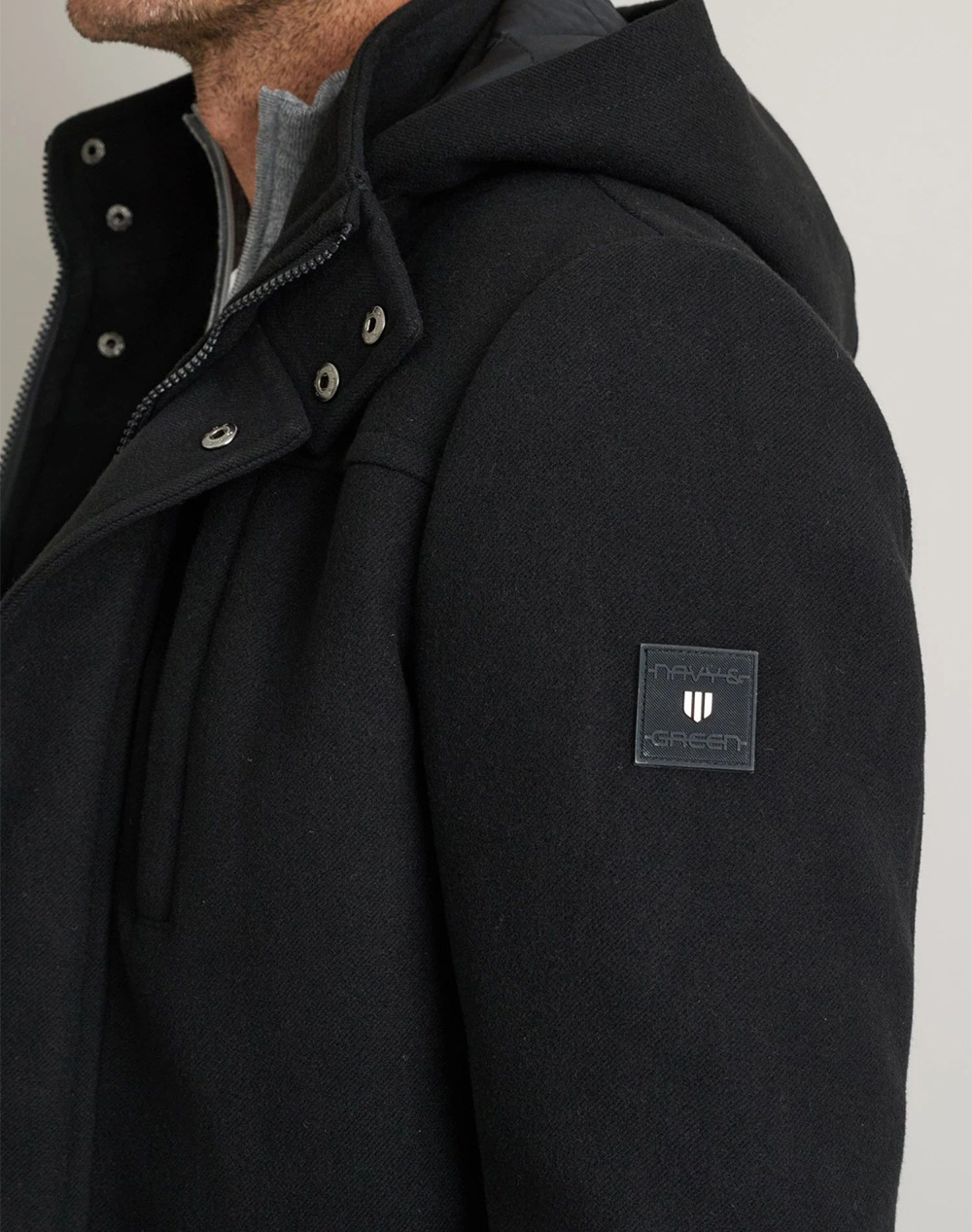 NAVY&GREEN ΗΜΙΠΑΛΤΟ ΜΕ ΚΟΥΚΟΥΛΑ 24SC.2182/CH-BLACK Black φωτογραφία