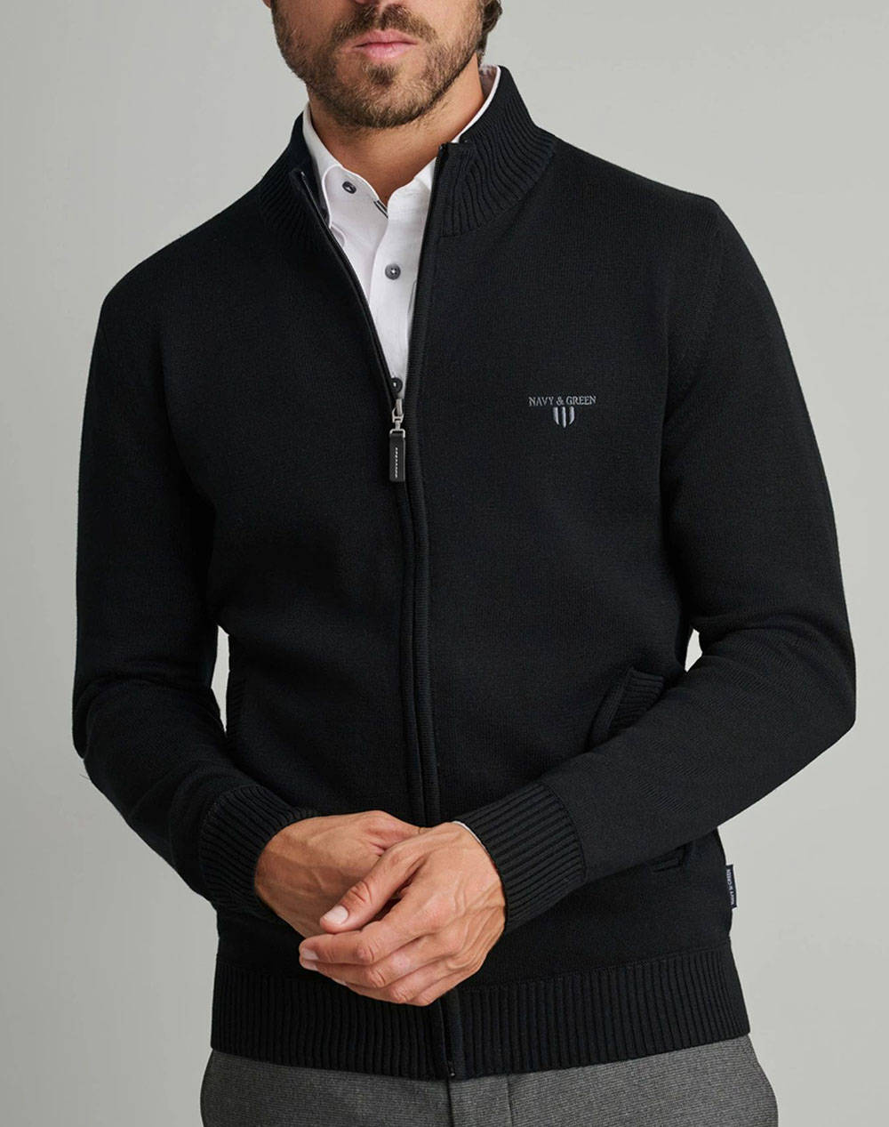 NAVY&GREEN ΖΑΚΕΤΑ ΠΛΕΚΤΗ 24YM.454/GZ.6-BLACK Black